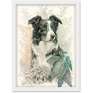 Artery8 Border Collie Dog in Field Modern Colour Pencil Portrait Illustration Artwork Framed Wall Art Print A4 Artery8 Border Collie Dog in Field Modern Colour Pencil Portrait Illustration Artwork Framed Wall Art Print A4