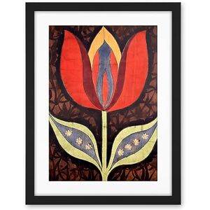 Artery8 A Single Tulip Flower Batik Style Pattern Folk Art Artwork Framed Wall Art Print 18X24 Inch Artery8 A Single Tulip Flower Batik Style Pattern Folk Art Artwork Framed Wall Art Print 18X24 Inch