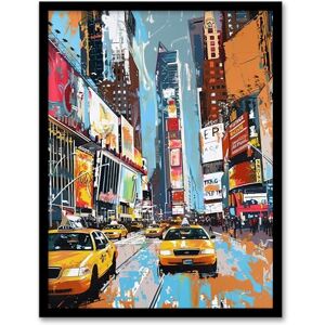 Artery8 Taxi on Broadway New York City Painting Living Room Art Print Framed Poster Wall Decor 12x16 inch Artery8 Taxi on Broadway New York City Painting Living Room Art Print Framed Poster Wall Decor 12x16 inch