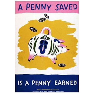 Wee Blue Coo War Illinois USA Penny Piggy Bank Vintage Wall Art Print Wee Blue Coo War Illinois USA Penny Piggy Bank Vintage Wall Art Print