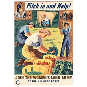 Wee Blue Coo Vintage Ad WWII War Pitch In Farm Women Land Army USA Wall Art Print Wee Blue Coo Vintage Ad WWII War Pitch In Farm Women Land Army USA Wall Art Print