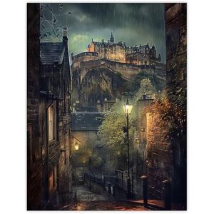 Artery8 Edinburgh Castle Atmospheric Scotland Night Rain Living Room Large Wall Art Poster Print Thick Paper 18X24 Inch Artery8 Edinburgh Castle Atmospheric Scotland Night Rain Living Room Large Wall Art Poster Print Thick Paper 18X24 Inch