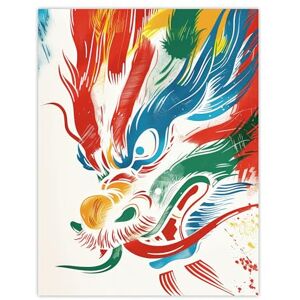 Artery8 Chinese Dragon Head Bright Colourful Painting For Living Room Large Wall Art Poster Print Thick Paper 18X24 Inch Artery8 Chinese Dragon Head Bright Colourful Painting For Living Room Large Wall Art Poster Print Thick Paper 18X24 Inch