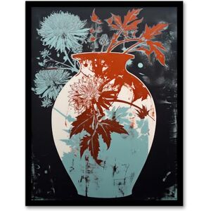 Artery8 Abstract Sycamore And Dahlia Artistic Linocut Painting Pastel Blue Red Grey Bouquet Nature Colourful Bright Floral Modern Artwork Artwork Framed Wall Art Print 18X24 Inch Artery8 Abstract Sycamore And Dahlia Artistic Linocut Painting Pastel Blue Red Grey Bouquet Nature Colourful Bright Floral Modern Artwork Artwork Framed Wall Art Print 18X24 Inch