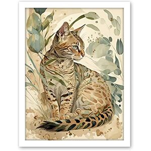 Artery8 Spotted Fur Coat Bengal Cat in Nature Pastel Watercolour Illustration Artwork Framed Wall Art Print 18X24 Inch Artery8 Spotted Fur Coat Bengal Cat in Nature Pastel Watercolour Illustration Artwork Framed Wall Art Print 18X24 Inch