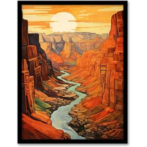 Artery8 Sunset At Grand Canyon Oil Painting Warm Colours USA National Park Gorge Artwork Framed Wall Art Print A4 Artery8 Sunset At Grand Canyon Oil Painting Warm Colours USA National Park Gorge Artwork Framed Wall Art Print A4