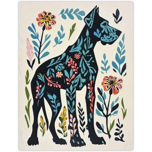 Artery8 Great Dane Dog Lover Floral Folk Art Pattern Living Room Extra Large XL Wall Art Poster Print Artery8 Great Dane Dog Lover Floral Folk Art Pattern Living Room Extra Large XL Wall Art Poster Print