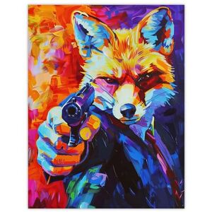 Artery8 Fox Secret Agent Vibrant Conceptual Art Portrait Man Cave Extra Large XL Wall Art Poster Print Artery8 Fox Secret Agent Vibrant Conceptual Art Portrait Man Cave Extra Large XL Wall Art Poster Print