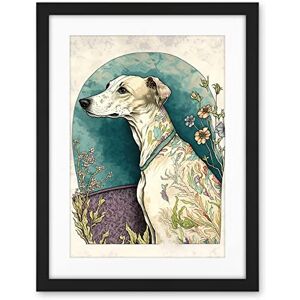 Artery8 Whippet Dog with Flowers Modern Multicoloured Watercolour Illustration Artwork Framed Wall Art Print 18X24 Inch Artery8 Whippet Dog with Flowers Modern Multicoloured Watercolour Illustration Artwork Framed Wall Art Print 18X24 Inch