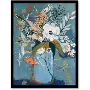 Artery8 Elegant Botanical Bouquet Flowers in Blue Vase Living Room Artwork Framed Wall Art Print A4 Artery8 Elegant Botanical Bouquet Flowers in Blue Vase Living Room Artwork Framed Wall Art Print A4