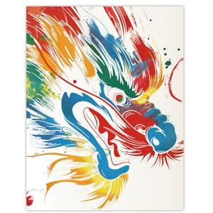 Artery8 Colourful Chinese Dragon Head Bright Painting For Living Room Extra Large XL Wall Art Poster Print Artery8 Colourful Chinese Dragon Head Bright Painting For Living Room Extra Large XL Wall Art Poster Print