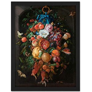 Artery8 De Heem Still Life Festoon Of Fruit And Flowers Artwork Framed Wall Art Print 18X24 Inch Artery8 De Heem Still Life Festoon Of Fruit And Flowers Artwork Framed Wall Art Print 18X24 Inch