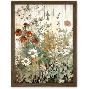 Artery8 Wildflowers Vintage Watercolour Painting Red White Daisy Flowers Spring Field Artwork Framed Wall Art Print 18X24 Inch Artery8 Wildflowers Vintage Watercolour Painting Red White Daisy Flowers Spring Field Artwork Framed Wall Art Print 18X24 Inch