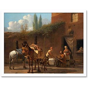Artery8 Karel Du Jardin Muleteers At An Inn Painting Art Print Framed Poster Wall Decor 12x16 inch Artery8 Karel Du Jardin Muleteers At An Inn Painting Art Print Framed Poster Wall Decor 12x16 inch