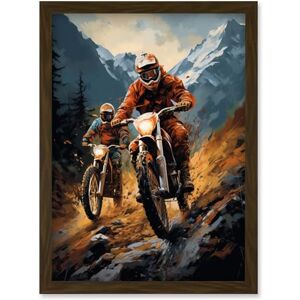Artery8 Motocross Bikers Racing Action Shot Oil Painting Stone Blue Orange Scenic Mountain Landscape Artwork Framed Wall Art Print A4 Artery8 Motocross Bikers Racing Action Shot Oil Painting Stone Blue Orange Scenic Mountain Landscape Artwork Framed Wall Art Print A4