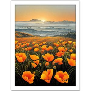 Doppelganger33 LTD Shoreline California Poppies At Sunrise Painting Artwork Framed Wall Art Print 18X24 Inch Doppelganger33 LTD Shoreline California Poppies At Sunrise Painting Artwork Framed Wall Art Print 18X24 Inch