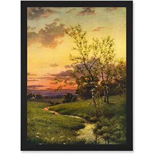 Artery8 Paintings Landscape Sunset Countryside Tree Meadow Brook Stream Artwork Framed Wall Art Print A4 Artery8 Paintings Landscape Sunset Countryside Tree Meadow Brook Stream Artwork Framed Wall Art Print A4