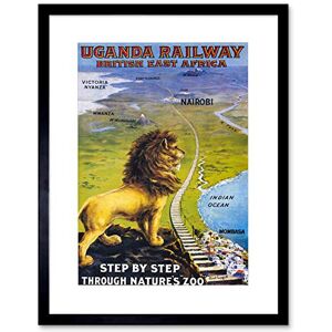 Wee Blue Coo TRAVEL UGANDA RAIL AFRICA LION TRAIN KILIMANJARO VINTAGE FRAMED PRINT B12X121 Wee Blue Coo TRAVEL UGANDA RAIL AFRICA LION TRAIN KILIMANJARO VINTAGE FRAMED PRINT B12X121