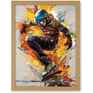 Artery8 Snowboarder Vibrant Splat Art Action Shot Portrait Artwork Framed Wall Art Print 18X24 Inch Artery8 Snowboarder Vibrant Splat Art Action Shot Portrait Artwork Framed Wall Art Print 18X24 Inch