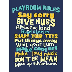 Fine Art Prints Poster, Spielzimmer-Regeln für Kinder, blau, groß, 45,7 x 61 cm Fine Art Prints Poster, Spielzimmer-Regeln für Kinder, blau, groß, 45,7 x 61 cm