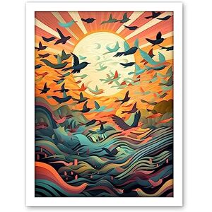 Artery8 Flock of Birds Flying at Sunrise Modern Folk Art Artwork Framed Wall Art Print 18X24 Inch Artery8 Flock of Birds Flying at Sunrise Modern Folk Art Artwork Framed Wall Art Print 18X24 Inch
