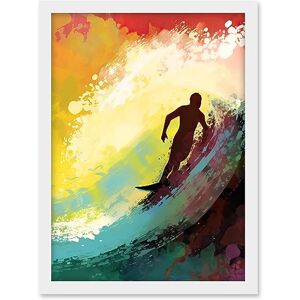 Artery8 The Silhouette of a Surfer Surfing on a Big Wave Artwork Framed A3 Wall Art Print Artery8 The Silhouette of a Surfer Surfing on a Big Wave Artwork Framed A3 Wall Art Print