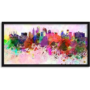 Wee Blue Coo Kansas City Skyline Paint Splash Cityscape Long Panel Framed Wall Art Print Wee Blue Coo Kansas City Skyline Paint Splash Cityscape Long Panel Framed Wall Art Print