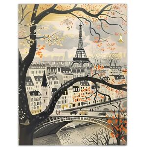 Artery8 Vintage Autumn in Paris Cityscape Eiffel Tower Living Room Extra Large XL Wall Art Poster Print Artery8 Vintage Autumn in Paris Cityscape Eiffel Tower Living Room Extra Large XL Wall Art Poster Print