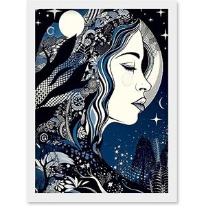 Artery8 New Moon Goddess Winter Moonlit Witchy Forest Starry Night Mother Nature Boho Patterns Artwork Framed Wall Art Print A4 Artery8 New Moon Goddess Winter Moonlit Witchy Forest Starry Night Mother Nature Boho Patterns Artwork Framed Wall Art Print A4