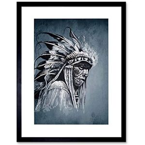 Wee Blue Coo Painting Drawing Portrait Study Native American Chief Framed Wall Art Print Wee Blue Coo Painting Drawing Portrait Study Native American Chief Framed Wall Art Print