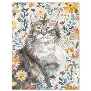 Artery8 Cat Lover Maine Coon Boho Floral Pet Portrait Living Room Large Wall Art Poster Print Thick Paper 18X24 Inch Artery8 Cat Lover Maine Coon Boho Floral Pet Portrait Living Room Large Wall Art Poster Print Thick Paper 18X24 Inch