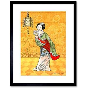 Wee Blue Coo PAINTING POSTCARD JAPANESE WOMAN GEISHA LANTERN JAPAN FRAMED ART PRINT B12X12570 Wee Blue Coo PAINTING POSTCARD JAPANESE WOMAN GEISHA LANTERN JAPAN FRAMED ART PRINT B12X12570