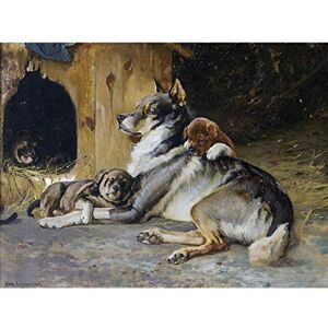 Fine Art Prints Uchermann Elkhound With Puppies Dog Painting Extra Large Art Print Wall Mural Poster Premium XL Fine Art Prints Uchermann Elkhound With Puppies Dog Painting Extra Large Art Print Wall Mural Poster Premium XL