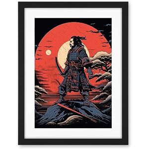 Artery8 Samurai Master on Forest Hill Sunrise Landscape Rockabilly Americana 50s Artwork Framed Wall Art Print 18X24 Inch Artery8 Samurai Master on Forest Hill Sunrise Landscape Rockabilly Americana 50s Artwork Framed Wall Art Print 18X24 Inch