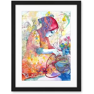 Artery8 Woman Planting Flowers Lace Pattern Folk Art Watercolour Painting Artwork Framed Wall Art Print 18X24 Inch Artery8 Woman Planting Flowers Lace Pattern Folk Art Watercolour Painting Artwork Framed Wall Art Print 18X24 Inch