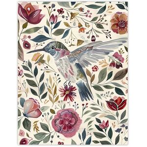 Artery8 Hummingbird with Rustic Flower Pattern Muted Tones Living Room Large Wall Art Poster Print Thick Paper 18X24 Inch Artery8 Hummingbird with Rustic Flower Pattern Muted Tones Living Room Large Wall Art Poster Print Thick Paper 18X24 Inch