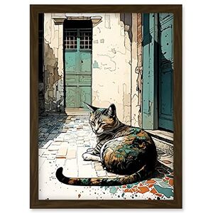 Artery8 - Street Cat Sunbathing - Wall Art Artery8 - Street Cat Sunbathing - Wall Art
