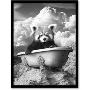 Artery8 Red Panda in Bathtub on Hill Black White Surreal Bathroom Toilet Artwork Framed Wall Art Print A4 Artery8 Red Panda in Bathtub on Hill Black White Surreal Bathroom Toilet Artwork Framed Wall Art Print A4