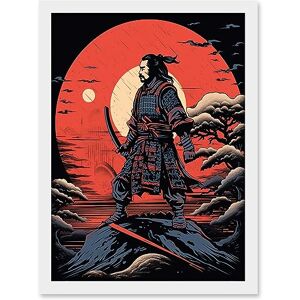 Artery8 Samurai Master on Forest Hill Sunrise Landscape Rockabilly Americana 50s Artwork Framed A3 Wall Art Print Artery8 Samurai Master on Forest Hill Sunrise Landscape Rockabilly Americana 50s Artwork Framed A3 Wall Art Print