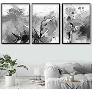 Artze Wall Art Abstract Art Prints 3-Piece Set, 50 cm Width x 70 cm Height, Black/White Artze Wall Art Abstract Art Prints 3-Piece Set, 50 cm Width x 70 cm Height, Black/White