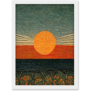 Doppelganger33 LTD William Morris Style Sunrise Over Sea Abstract Artwork Framed A3 Wall Art Print Doppelganger33 LTD William Morris Style Sunrise Over Sea Abstract Artwork Framed A3 Wall Art Print