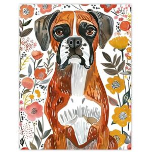 Artery8 Boxer Dog Lover Watercolour Floral Portrait Living Room Extra Large XL Wall Art Poster Print Artery8 Boxer Dog Lover Watercolour Floral Portrait Living Room Extra Large XL Wall Art Poster Print