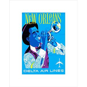Wee Blue Coo Vintage Travel America Air Line New Orleans Jazz Wall Art Print Wee Blue Coo Vintage Travel America Air Line New Orleans Jazz Wall Art Print
