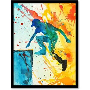 Artery8 Parkour Jump Urban Sport Colourful Paint Splat Living Room Artwork Framed Wall Art Print 18X24 Inch Artery8 Parkour Jump Urban Sport Colourful Paint Splat Living Room Artwork Framed Wall Art Print 18X24 Inch