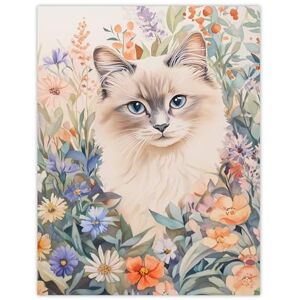 Artery8 Ragdoll Cat Lover Floral Pet Portrait Watercolour Living Room Extra Large XL Wall Art Poster Print Artery8 Ragdoll Cat Lover Floral Pet Portrait Watercolour Living Room Extra Large XL Wall Art Poster Print