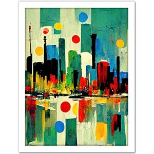 Wee Blue Coo Abstract Bright Midcentury Style Colourful Cityscape Skyline Painting Blue Red Yellow Pink Green Artwork Framed Wall Art Print 18X24 Inch Wee Blue Coo Abstract Bright Midcentury Style Colourful Cityscape Skyline Painting Blue Red Yellow Pink Green Artwork Framed Wall Art Print 18X24 Inch