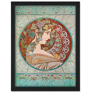Wee Blue Coo Mucha Laurel 1901 Artwork Framed Wall Art Print 18X24 Inch Wee Blue Coo Mucha Laurel 1901 Artwork Framed Wall Art Print 18X24 Inch
