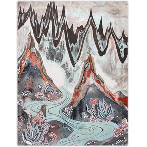 Artery8 Spiky Mountains River Trippy Floral Folk Art Living Room Extra Large XL Wall Art Poster Print Artery8 Spiky Mountains River Trippy Floral Folk Art Living Room Extra Large XL Wall Art Poster Print