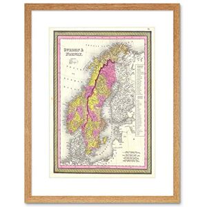 Wee Blue Coo 1850 Mitchell Map Sweden And Norway Vintage Framed Wall Art Print Wee Blue Coo 1850 Mitchell Map Sweden And Norway Vintage Framed Wall Art Print