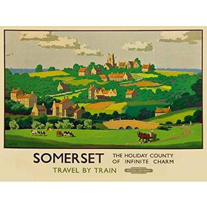 Wee Blue Coo Travel Tourism Rail Train Somerset County Village Rural UK Art Print Poster Wall Decor 12X16 Inch Wee Blue Coo Travel Tourism Rail Train Somerset County Village Rural UK Art Print Poster Wall Decor 12X16 Inch